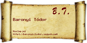 Baronyi Tódor névjegykártya